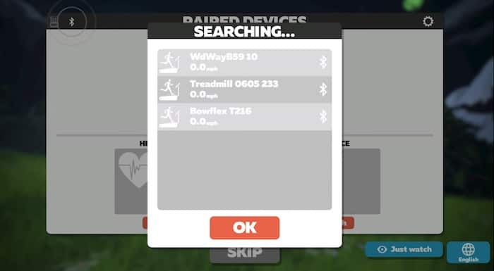 Pairing Zwift Smart Treadmill