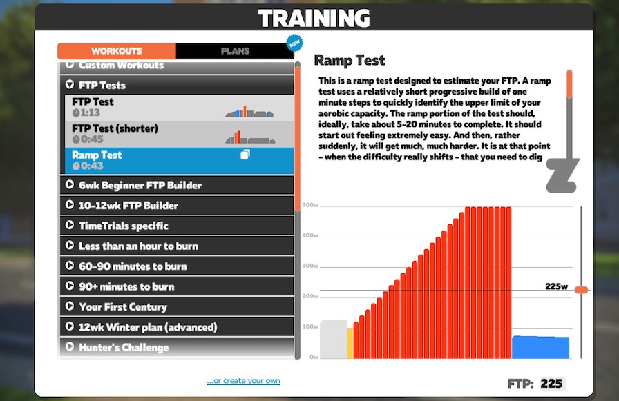 Zwift Ramp Test