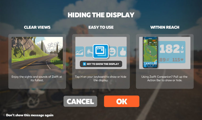 Zwift Hide Display