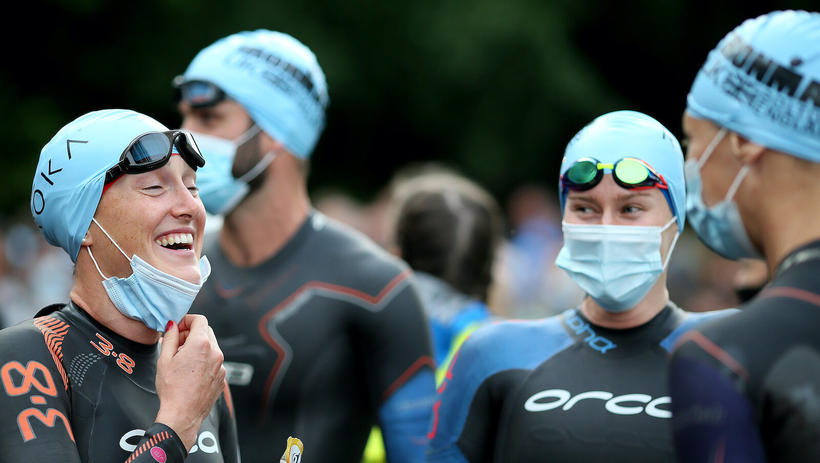 BOLTON, ENGLAND - JULY 04: Athletes prepare for the start of Ironman UK on July 4, 2021 in Bolton, England. (Photo by Nigel Roddis/Getty Images for IRONMAN)