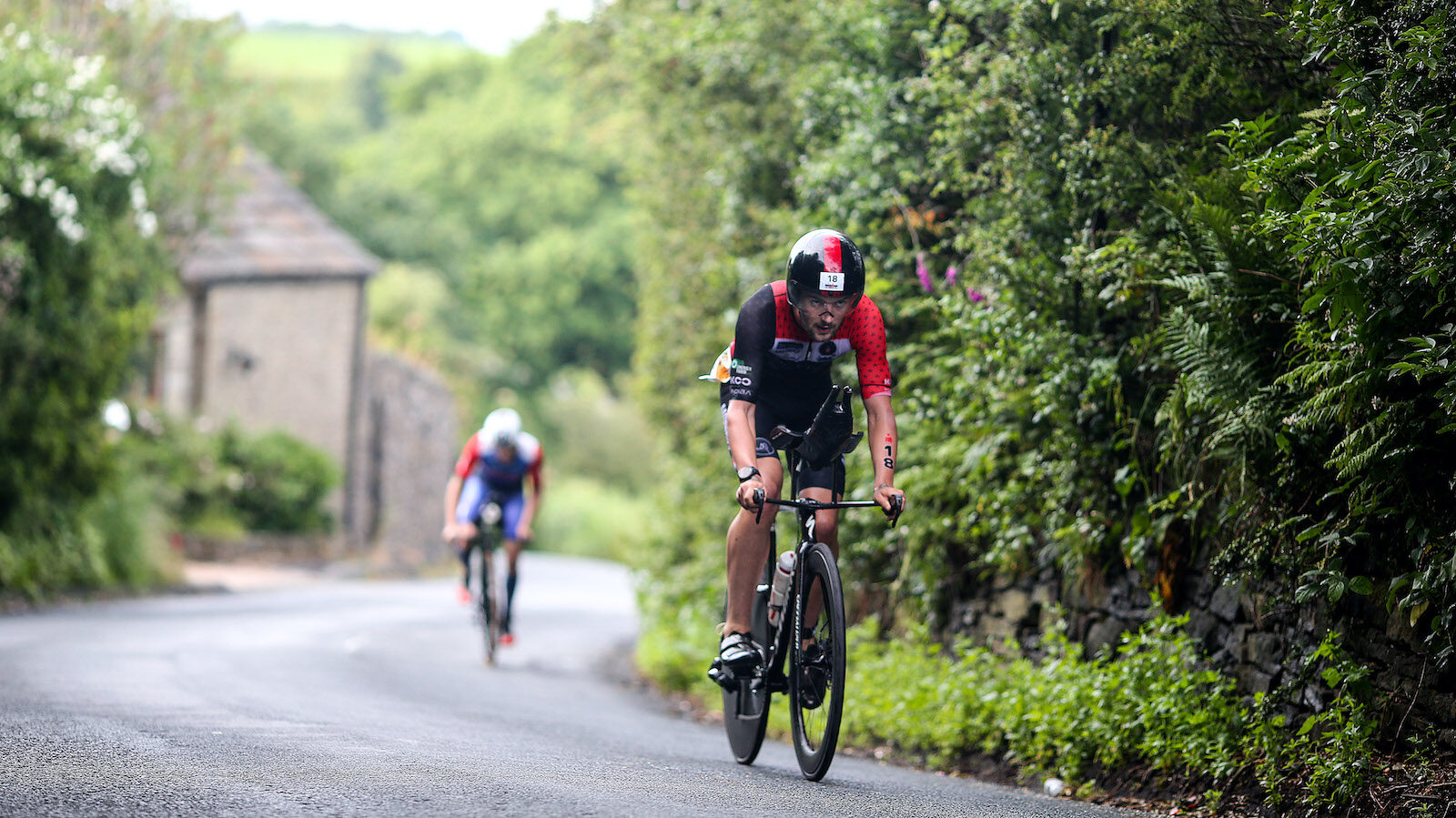 BOLTON, ENGLAND - JULY 04: Sam Laidlow of France competes in the bike section of Ironman UK on July 4, 2021 in Bolton, England. (Photo by Nigel Roddis/Getty Images for IRONMAN)