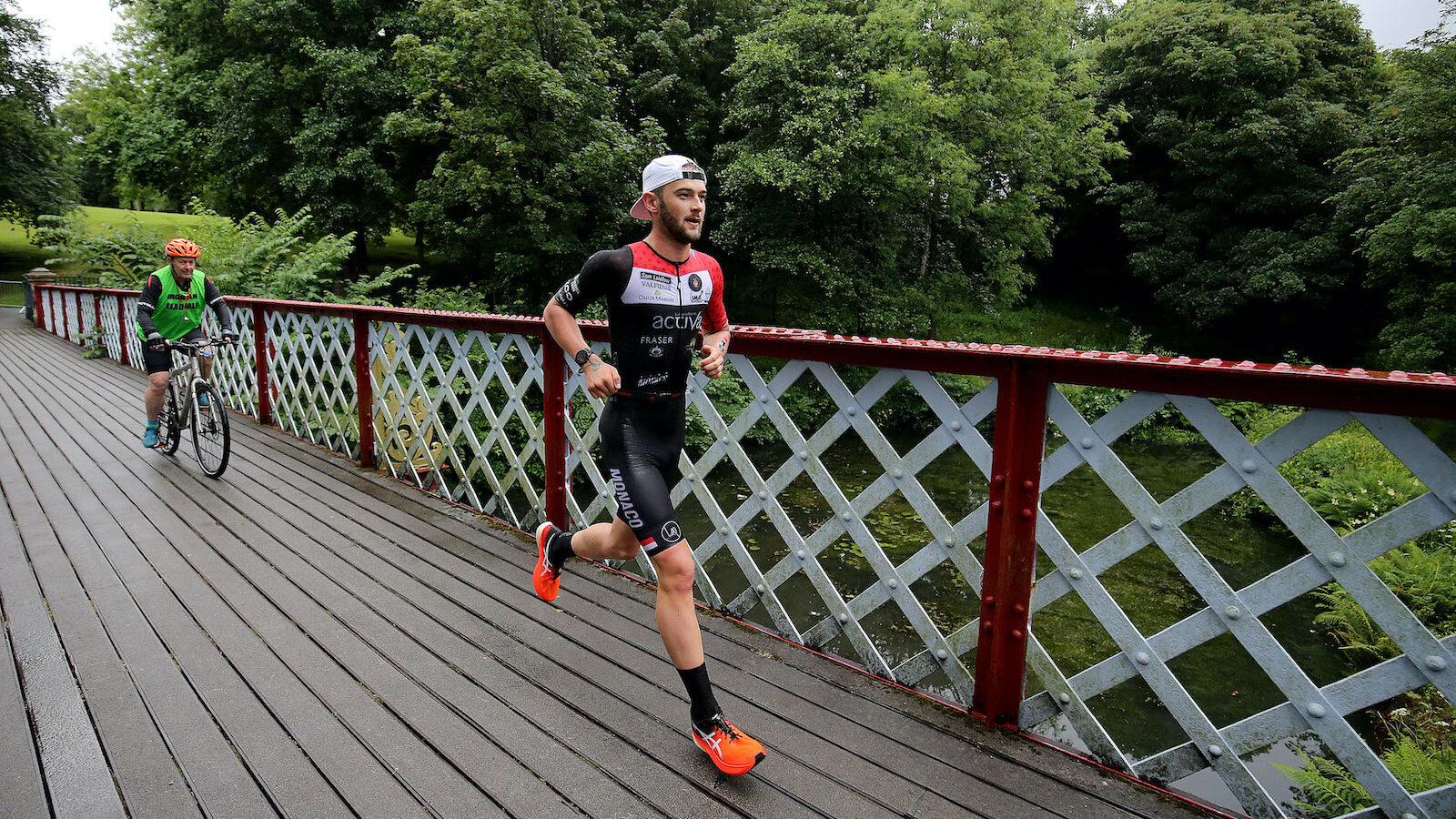 BOLTON, ENGLAND - JULY 04: Sam Laidlow of France competes in the run section of Ironman UK on July 4, 2021 in Bolton, England. (Photo by Nigel Roddis/Getty Images for IRONMAN)