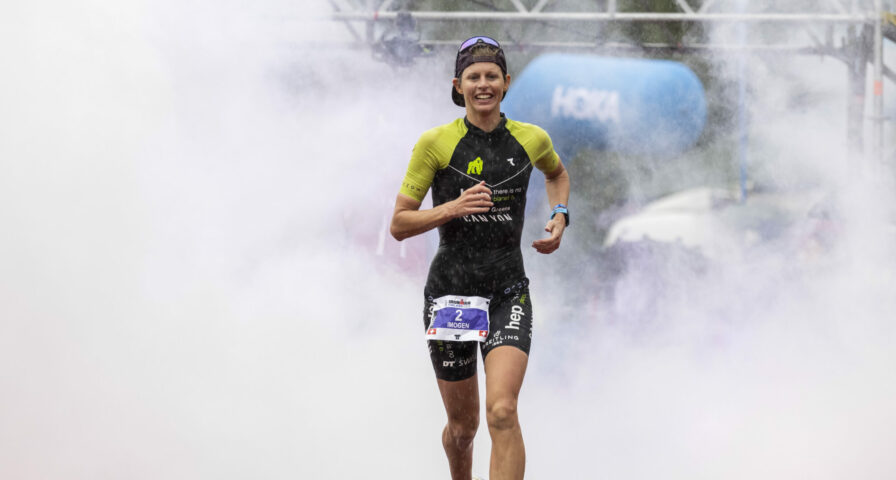 KUOPIO, FINLAND - AUGUST 14: Imogen Simmonds of the Switzerland reacts after winning the third place of the IRONMAN Finland on August 14, 2021 in Kuopio, Finland. (Photo by Jan Hetfleisch/Getty Images for IRONMAN)