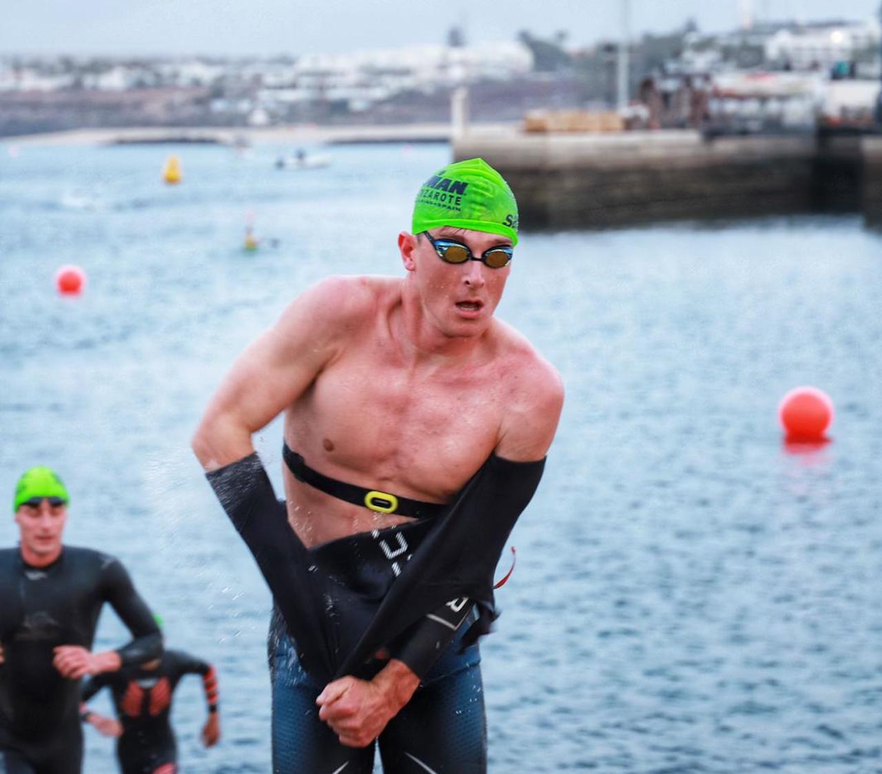 Kyle Smith swim exit IRONMAN 70.3 Lanzarote