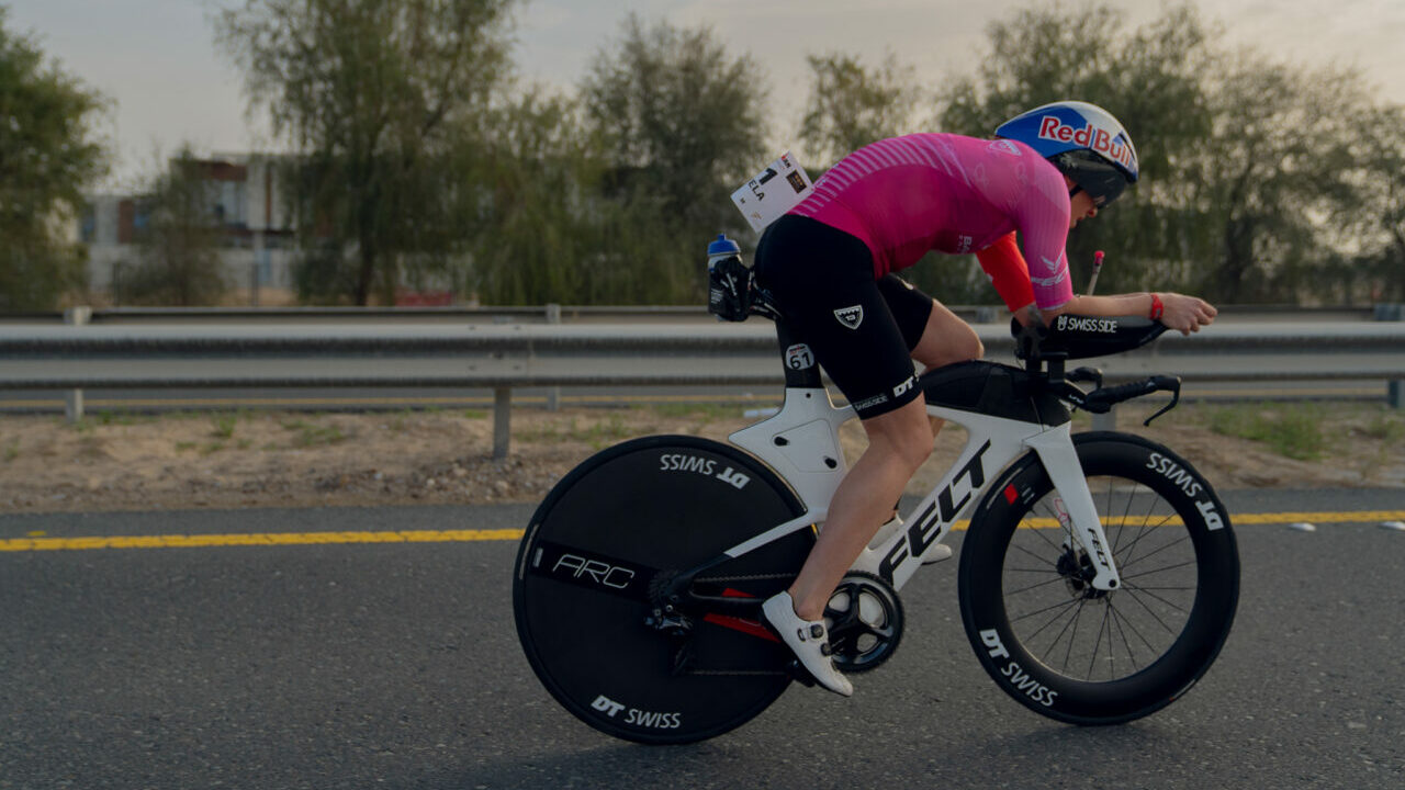 Daniela Ryf on the bike at IRONMAN 70.3 Dubai 2022