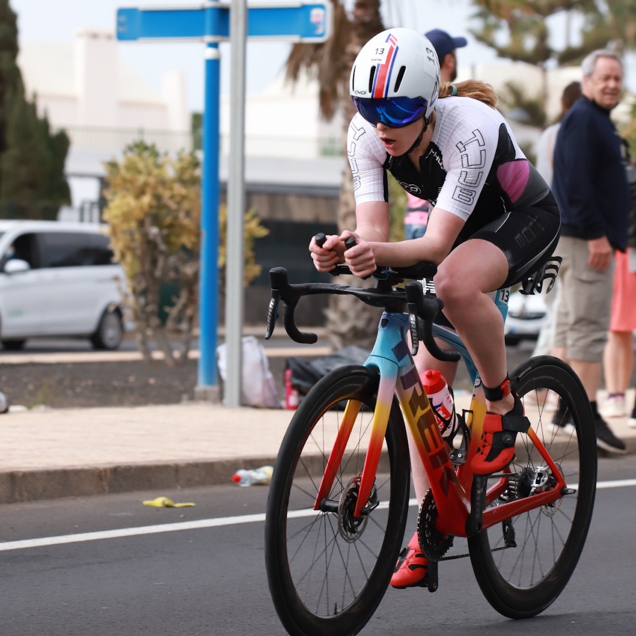 Jessica Learmonth IRONMAN 70.3 Lanzarote 2022 on the bike