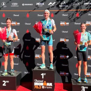 IRONMAN 70.3 Indian Wells 2021 podium - Danielle Lewis, Tamara Jewett, Ali Brauer