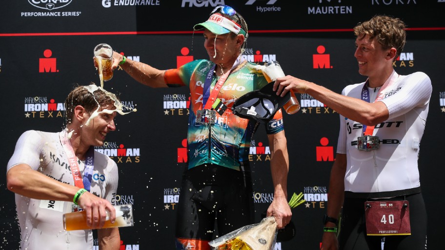 Ben Hoffman Magnus Ditlev Jesper Svensson IRONMAN Texas 2022 Podium