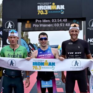 IRONMAN 70.3 Oceanside 2022: Men's podium - Jackson Laundry, Lionel Sanders, Rudy Von Berg