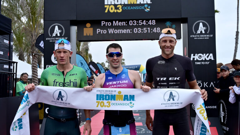 IRONMAN 70.3 Oceanside 2022: Men's podium - Jackson Laundry, Lionel Sanders, Rudy Von Berg