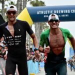 Lionel Sanders and Rudy Von Berg sprint at IRONMAN 70.3 Oceanside 2022 Photo Credit: Donald Miralle / IRONMAN