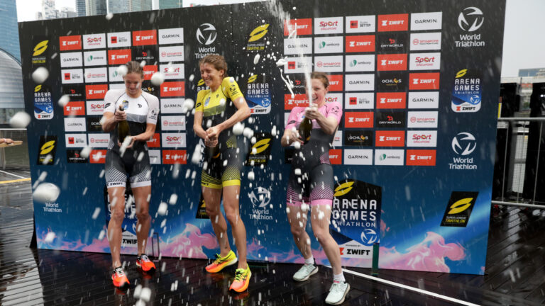 Arena Games Triathlon Series Singapore Women Overall Series podium
