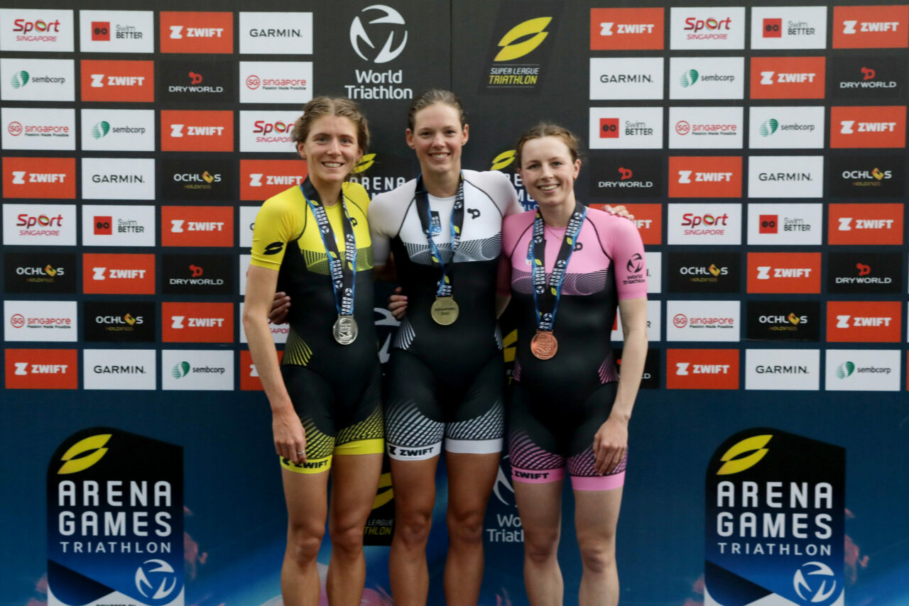 Arena Games Triathlon Series Singapore Women Overall race podium