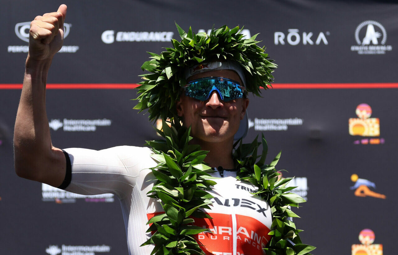 ST GEORGE, UTAH - MAY 07: Kristian Blummenfelt of Norway celebrates after winning the 2021 IRONMAN World Championship on May 07, 2022 in St George, Utah. (Photo by Tom Pennington/Getty Images for IRONMAN)