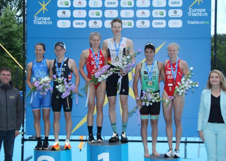 Europe Triathlon Championships 2022 Olsztyn - Simon Henseleit, Dan Dixon, Ricardo Batista. Cathia Schar, Angelica Prestia, Nora Gmur