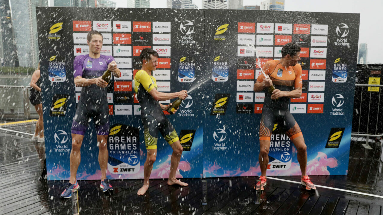 Arena Games Triathlon Series Singapore men Overall Series podium