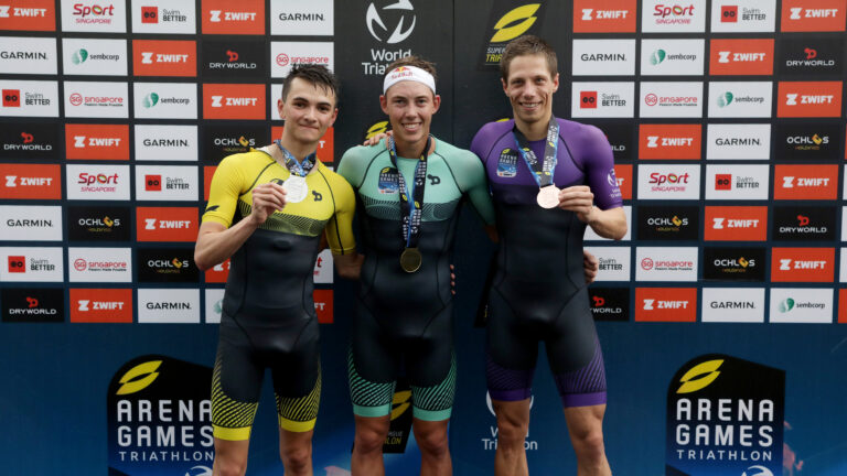 Arena Games Triathlon Series Singapore men Overall race podium