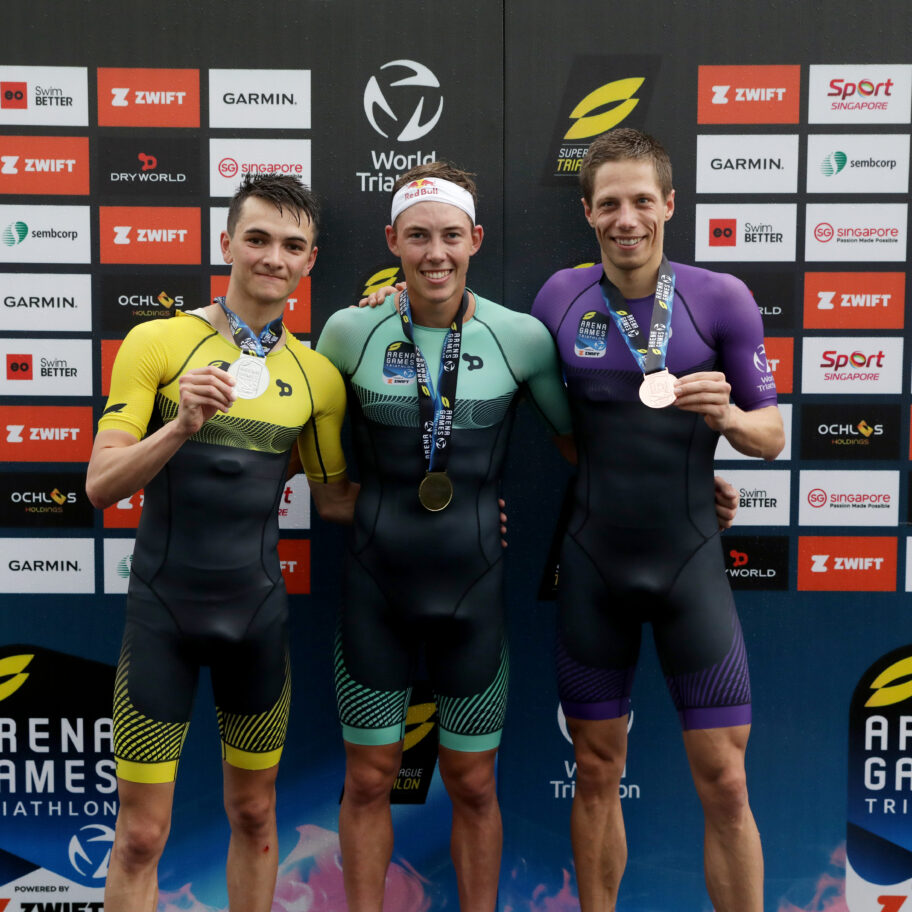 Arena Games Triathlon Series Singapore men Overall race podium