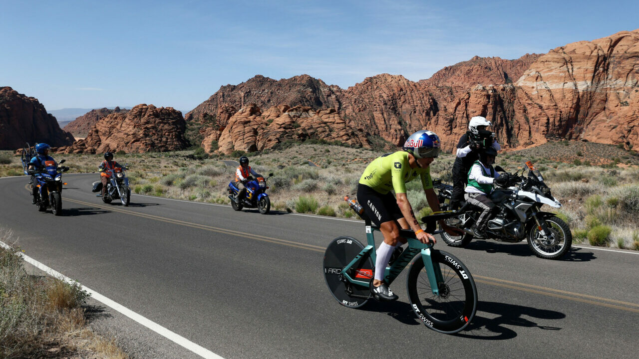 ST GEORGE, UTAH - MAY 07: Daniel Baekkegard of Norway competes on the bike during the 2021 IRONMAN World Championships on May 07, 2022 in St George, Utah. (Photo by Tom Pennington/Getty Images for IRONMAN)