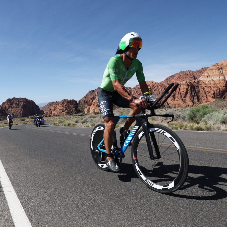 ST GEORGE, UTAH - MAY 07: Lionel Sanders of Germany competes on the bike during the 2021 IRONMAN World Championships on May 07, 2022 in St George, Utah. (Photo by Tom Pennington/Getty Images for IRONMAN)