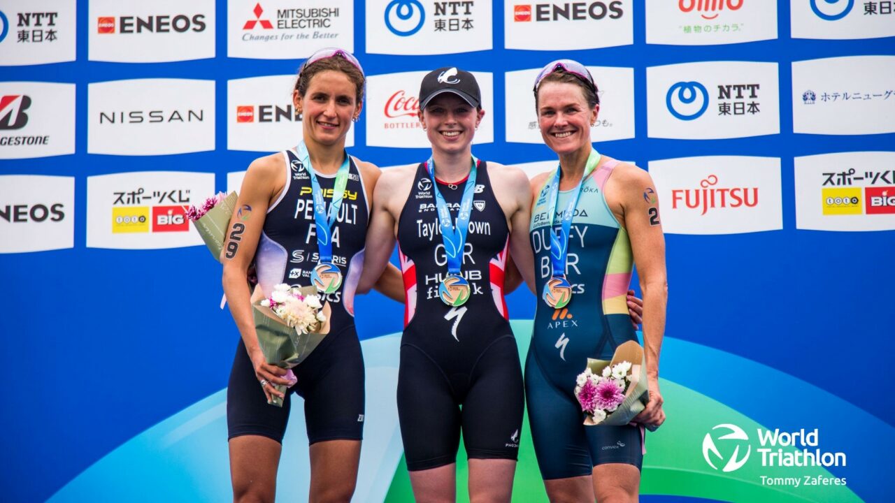 WTCS Yokohama 2022 Women podium - Georgia Taylor-Brown, Leonie Periault, Flora Duffy