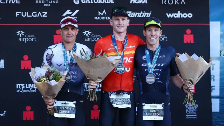 Max Neumann Braden Currie Sam Appleton podium photo credit IRONMAN Cairns