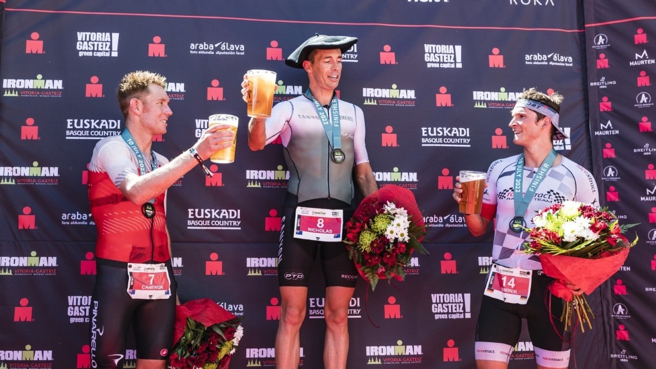 nick kastelein cameron wurf podium vitoria gasteiz photo credit IRONMAN