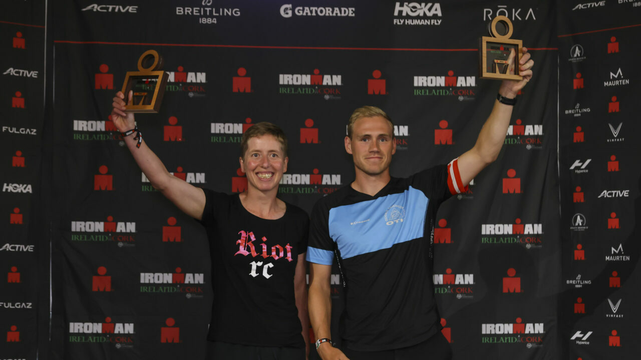 IRONMAN Ireland 2022 (Photo by Huw Fairclough/IRONMAN) - Christofer Louis Heck and Ellen Murphy - fastest overall amateurs