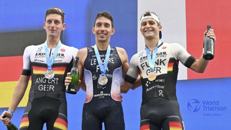 Pierre Le Corre podium Samorin 2022 photo credit Petko Beier World Triathlon