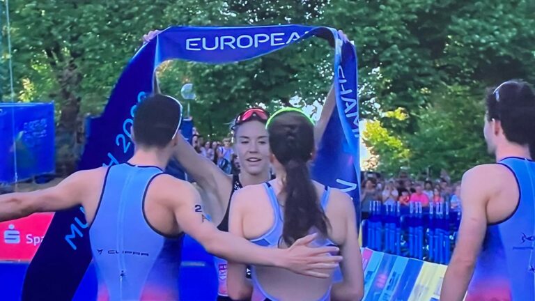 Team France European Championships Munich 2022 - Leo Bergere, Emma Lombardi, Dorian Coninx, Cassandre Beaugrand