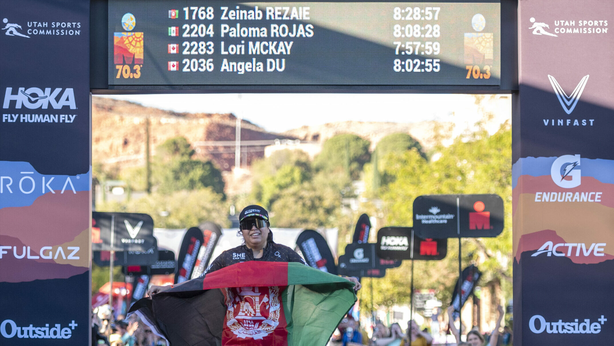 Afghanistan's Zeinab Rezaie became the first woman from her country to complete the IRONMAN 70.3 World Championships this Friday in St George.