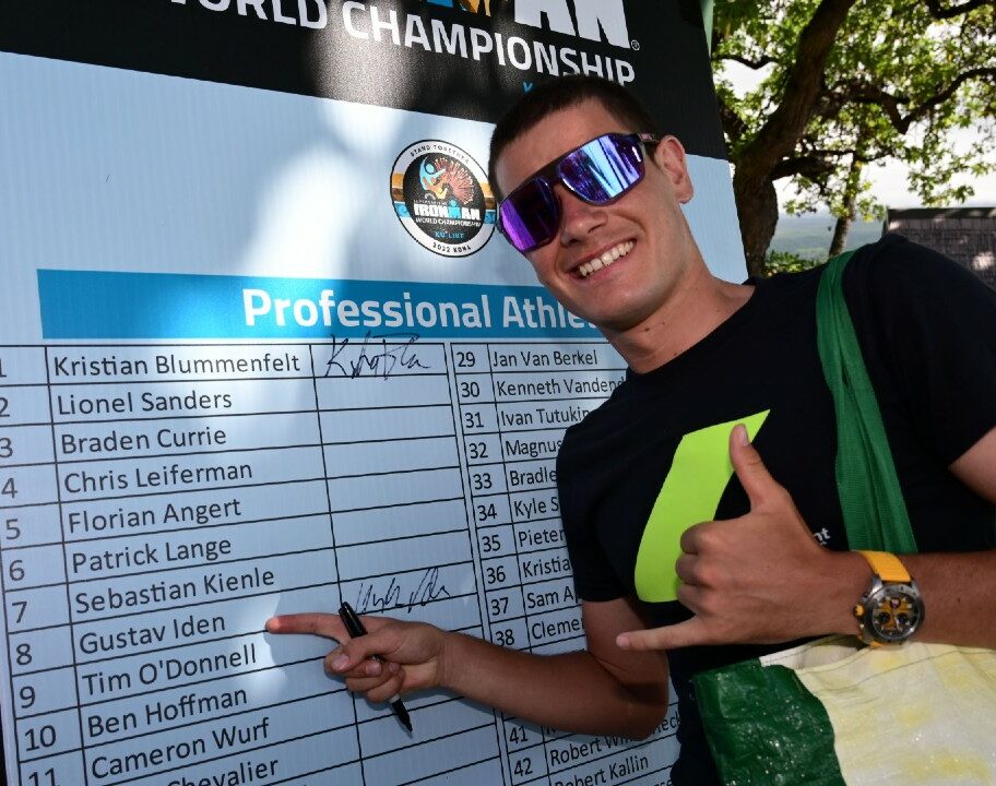 Gustav Iden Kona athlete sign in 2022 photo credit Donald Miralle for IRONMAN