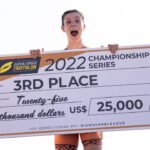 Sophie Coldwell cheque Neom 2022 photo credit Darren Wheeler That Cameraman SLT