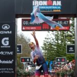 Sarah Crowley winning GWM IRONMAN Western Australia - Photo Korupt Vision