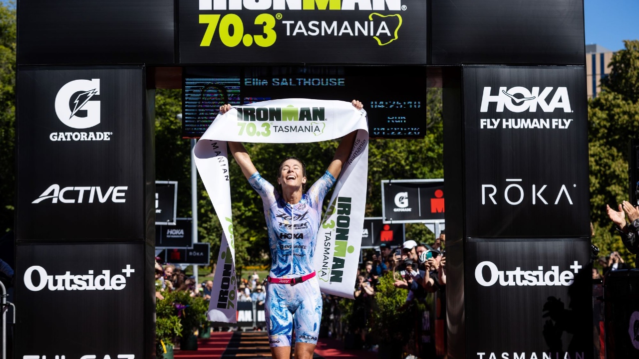 Ellie Salthouse wins IRONMAN 70.3 Tasmania 2023 photo credit Korupt Vision