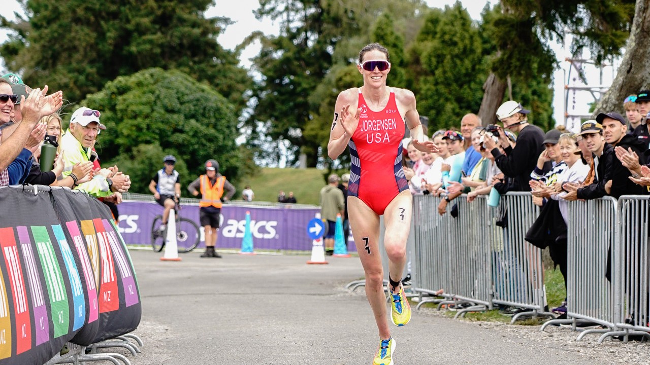 Gwen Joorgensen third place in Taupo comeback in 2023 photo credit Simon Dawson Photography