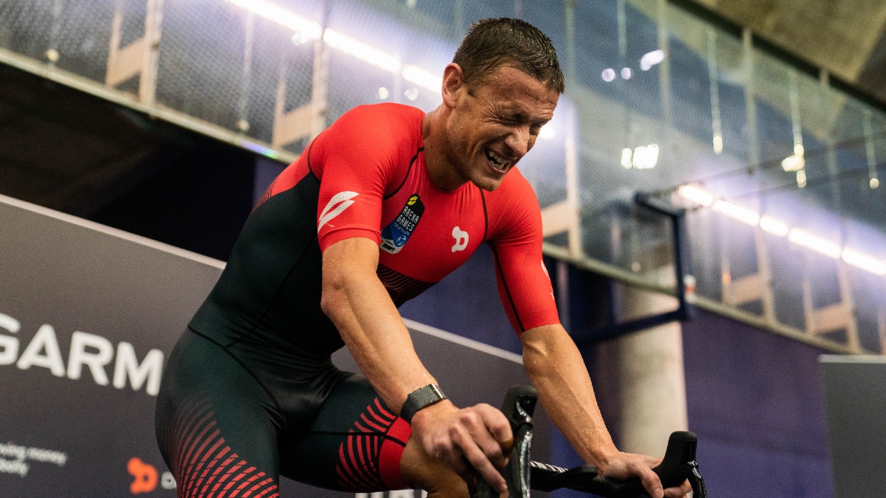 Lionel Sanders Arena Games Montreal game face on bike photo credit SLT