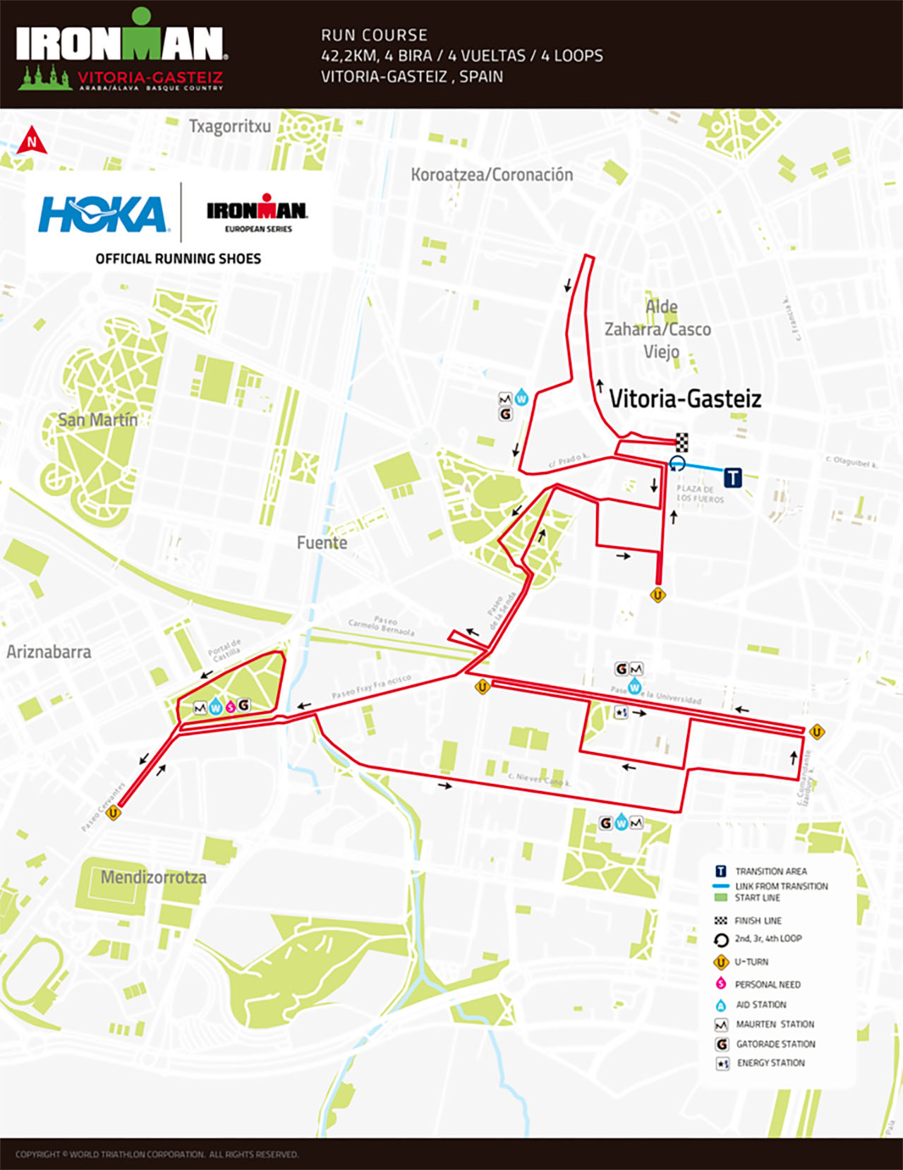 IRONMAN Vitoria-Gasteiz run course map IRONMAN Vitoria-Gasteiz run course map