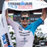 Mike Phillips winning the 2023 IRONMAN 70.3 Geelong [Photo credit: Korupt Vision]