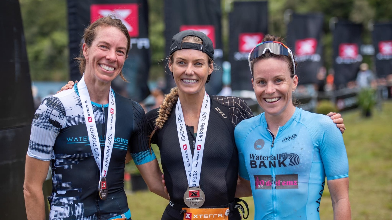 Women top three Kennedy Kingsford Orchard XTERRA Rotorua 2023Women top three Kennedy Kingsford Orchard XTERRA Rotorua 2023