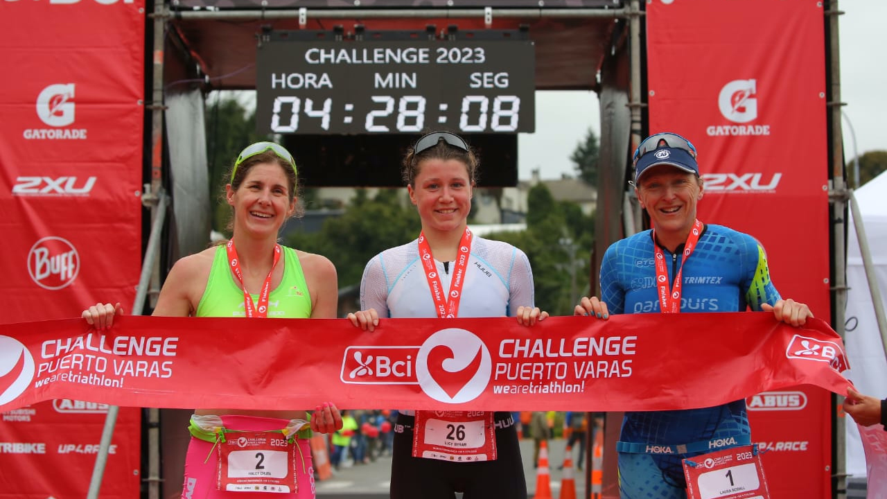 Challenge Puerto Varas 2023 Pro Women podium - Lucy Byram, Haley Chura, Laura Siddall