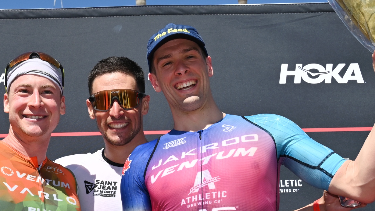 Jackson Laundry Oceanside 2023 podium [Photo credit: Donald Miralle for IRONMAN]