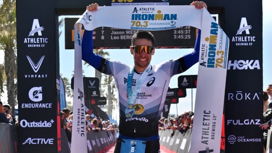 Leo Bergere wins Oceanside 2023 [Photo credit: Donald Miralle for IRONMAN]