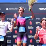 Oceanside 2023 women podium Jewett Sodaro Matthews [Photo credit: Donald Miralle for IRONMAN]
