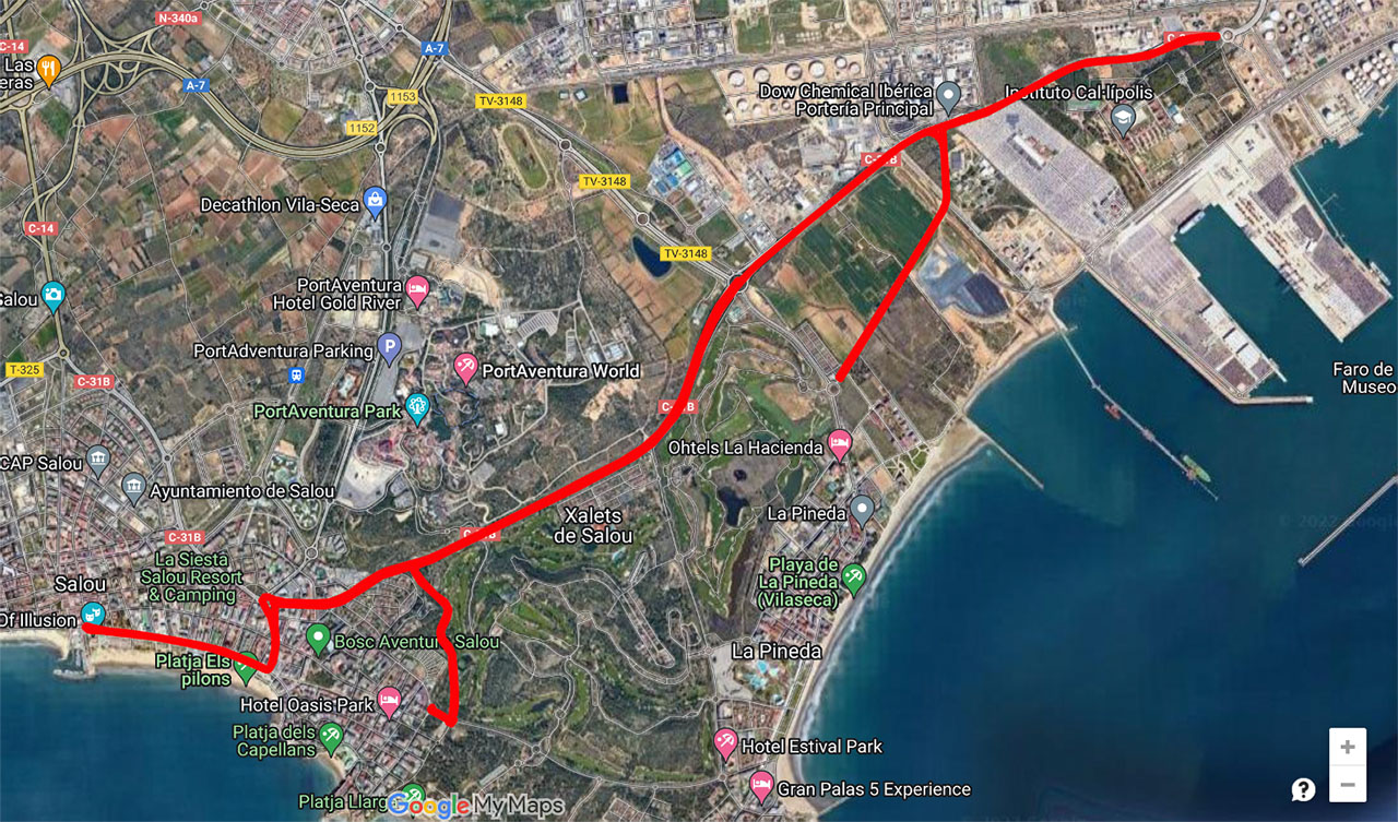 Remark Salou - bike course map Remark Salou - bike course map
