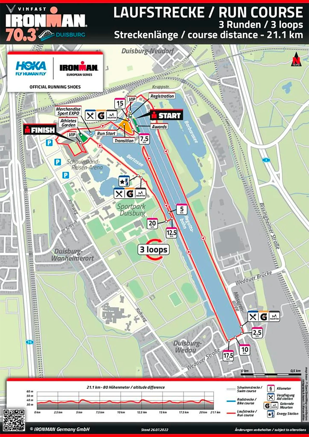 IRONMAN 70.3 Duisburg - run course map IRONMAN 70.3 Duisburg - run course map