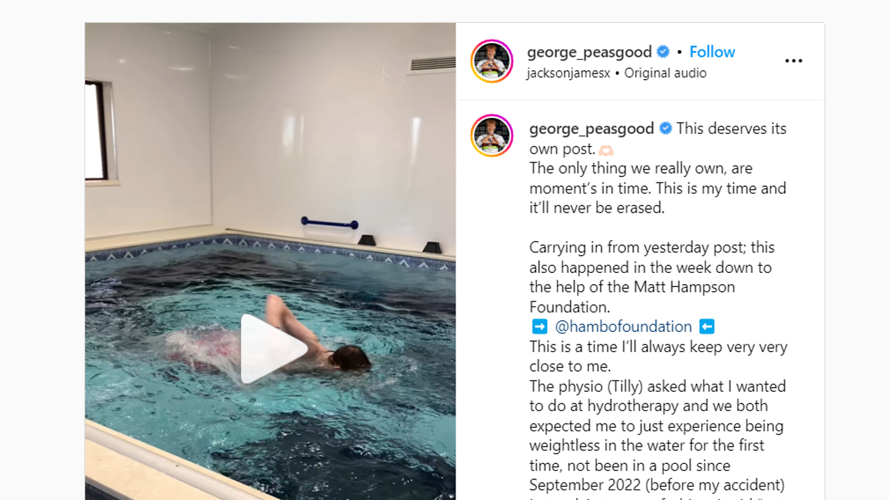 George Peasgood insta swim screenshot April 2023