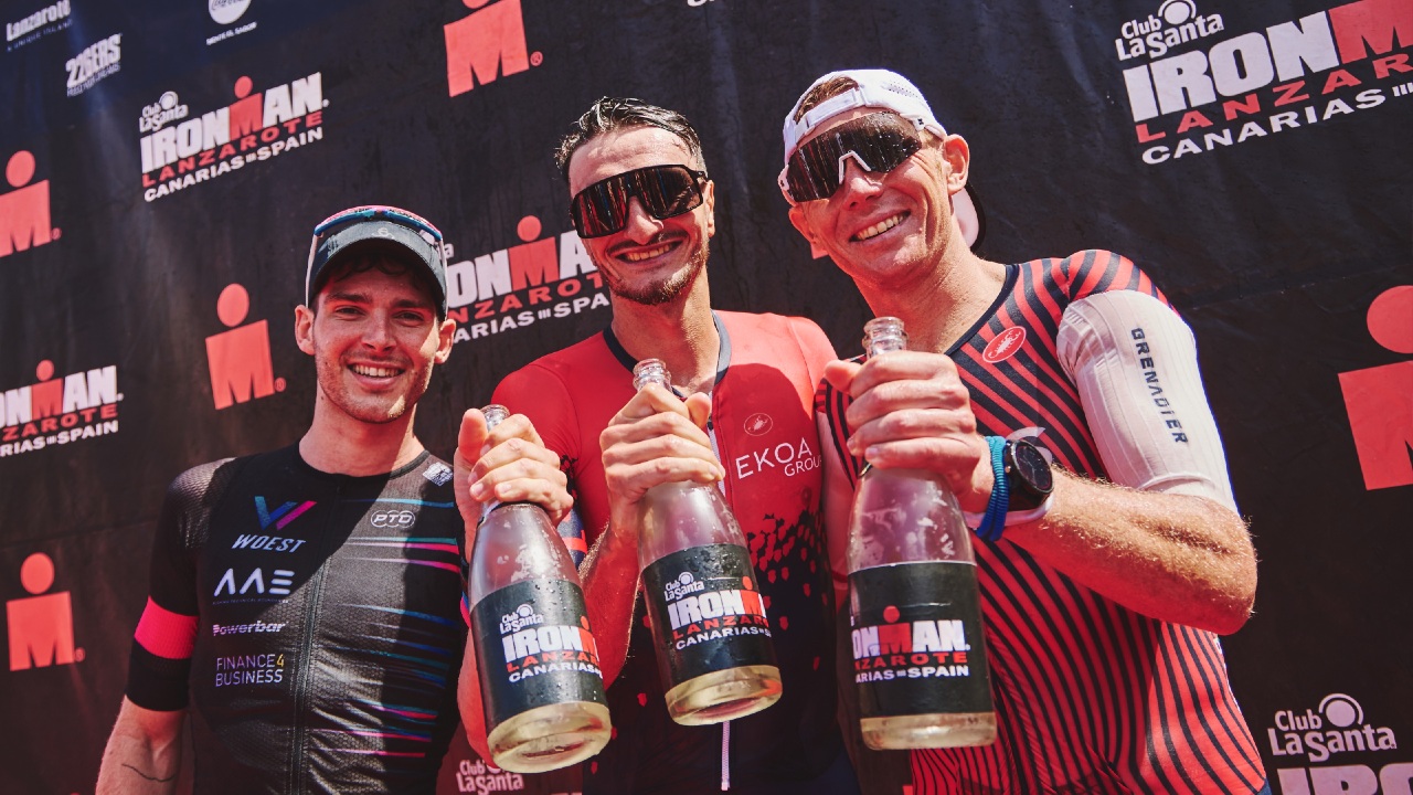 Men podium Wurf Heldoorn Horseau IRONMAN Lanzarote 2023 [Photo credit: James Mitchell / Club La Santa IRONMAN Lanzarote]