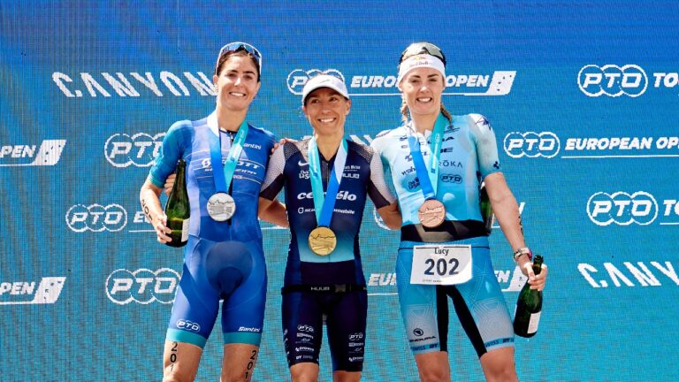 PTO European Open 2023 women podium Anne Haug Ashleigh Gentle Lucy Charles Barclay photo credit PTO