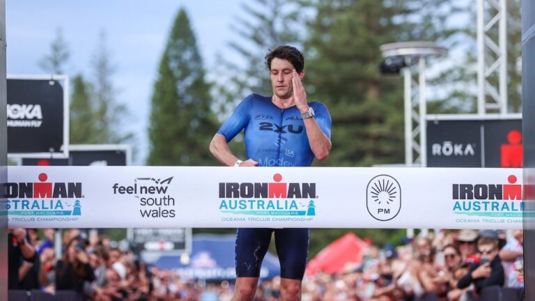 Steve McKenna taking the win at IRONMAN Australia [Photo credit: Korupt Vision]